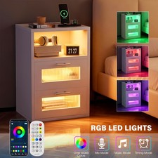 2/3 Drawers LED Bedside Table