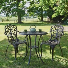 "Harlington" Antique Copper Two Seater Patio Table & Chair Garden Set