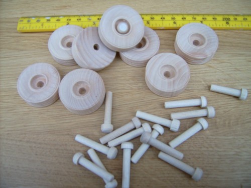 12x wooden toy wheels - wooden,