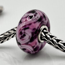 Summersday Artisan Trollbeads Style Trollstone Bright & Dark Pinks Purples Swirl