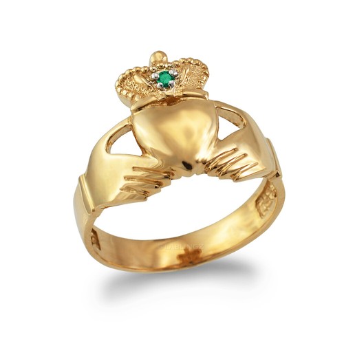 10k yellow gold claddagh mens - 10k,