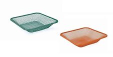 Square Bait Box Riddle - Maggot / Castor Mesh 17 x 17cm 3mm holes Orange / Green