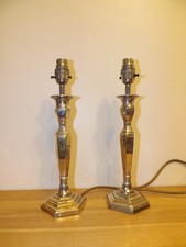 Vintage Pair Of  Brass Candlestick Table Lamps