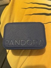 Pandora Jewellery Box, BNIB, GENUINE ,with mirror,two zips Colour Navy ,14/9/8cm