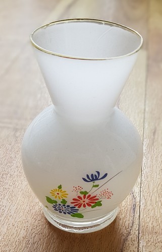 White glass posy vase with - white,