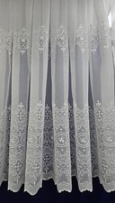 White Lace Cheap Net Curtains Rod Slot Ready to Use Sold By the Metre 11 Drops