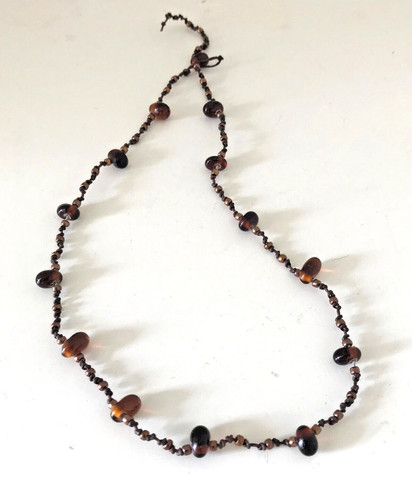 Glass bead necklace brown - glass,