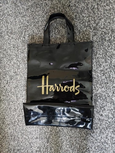 Harrods black astic tote bag - p;astic,
