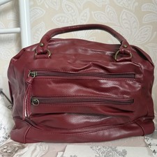 BURGUNDY COLOUR LARGE HANDBAG WITH INTERIOR & EXTERIOR POCKETS