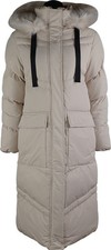 Weekend Vibes Fairway Womens Long Jacket Beige Hooded Padded Pockets Coat Ladies