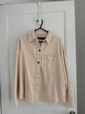 Zara Cream Corduroy Button Up Shacket - UK Size Small