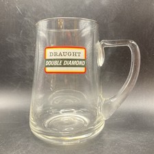 Vintage Draught Double Diamond half pint clear beer glass/tankard