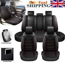Black Full Set Car Seat Covers Deluxe Universal Protector Pu Leather Seat Covers