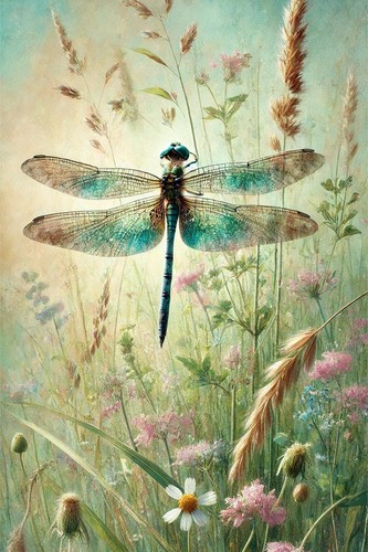 Dragonfly meadow spring flower - meadow,
