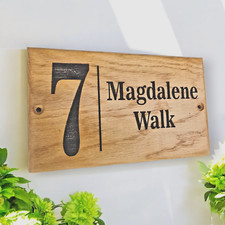 Personalised Oak House Number