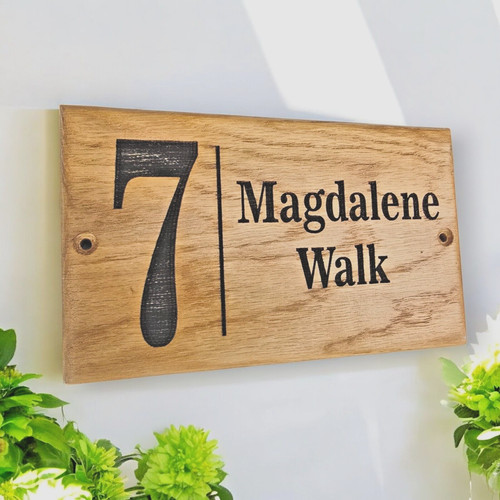 Personalised oak house - house, number