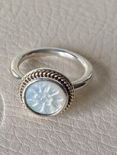 Genuine Pandora Silver & Gold Daisy Mother of Pearl Ring Size 54 S925 ALE