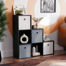 SALE 6 Cube Staircase Storage Unit, Black (water damaged)