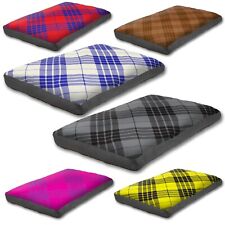 Luxury Tartan Design Dog Bed Box Pillow - Washable Cover (S, M, L, XL Size)