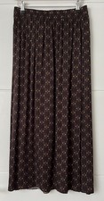 HOD PARIS Midi Straight/Fluid Skirt - Chocolate Brown Geometric Pattern - Size M