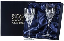 ROYAL SCOT CRYSTAL 'EDINBURGH' 2 SMALL WINE GLASSES - GIFT BOXED (NEW)