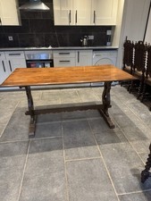 Old Charm Solid Oak Dining Table Seats 6 Seats - Dark Oak