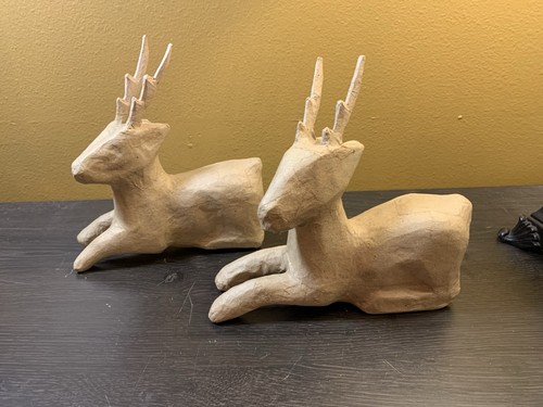 Vintage paper mache deer - paper,