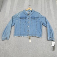 Skyes The Limit Denim Jacket Women 14 Blue Raw Hem Trucker Western Boho Street