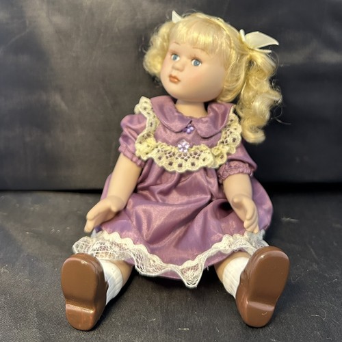 Vintage porcelain doll purple - porcelain,