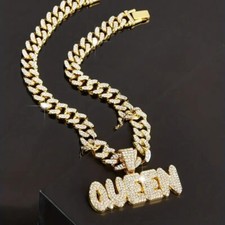 Womens Gold Queen Cuban Hip