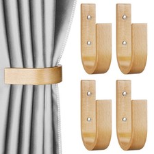 4 Pcs Curtain Tiebacks Wood