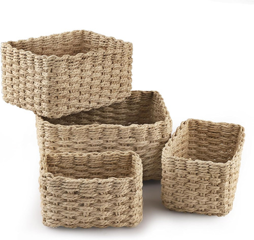 Wicker basket set 4 small - wicker,