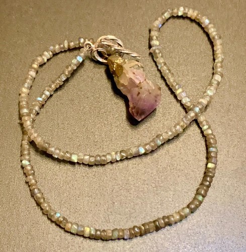 Necklace labradorite amethyst - labradorite,