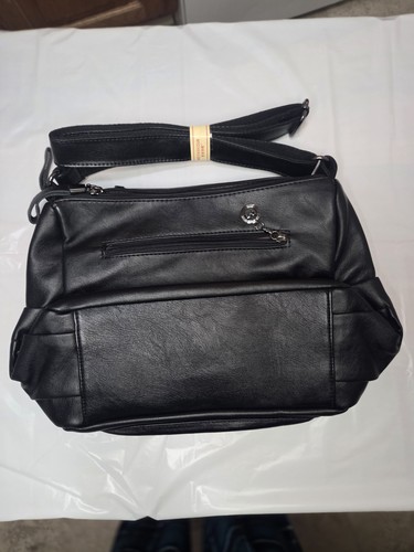 Black leather hobo - black,