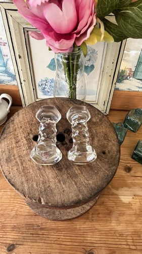 Pair clear glass hexagonal - pair,