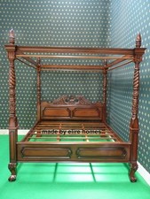 BESPOKE 5'  King four poster mahogany wooden Queen Anne chippendale canopy bed