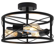 Black metal drum shade round - metal,