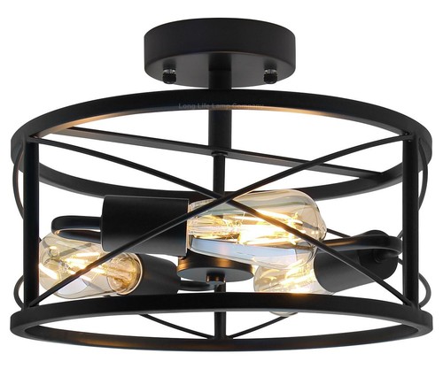 Black metal drum shade round - black,