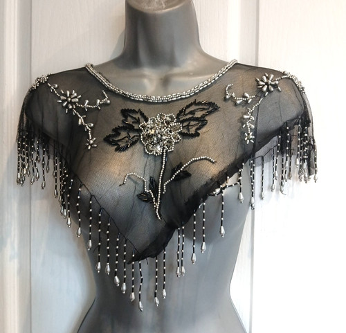One size black silver - black, beaded