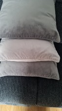 4 Cushions. Faux Velvet.. Silver And Grey.  2 of each.  Next/