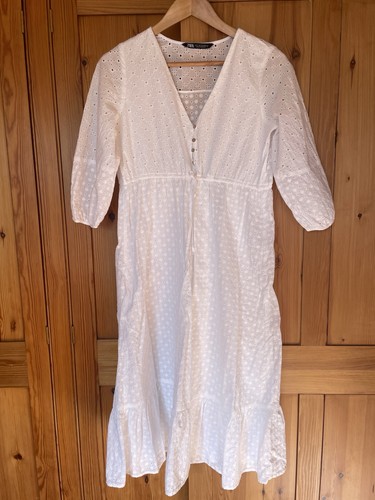 Zara broderie white dress - broderie,