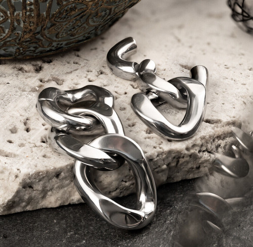 Silver chain ear weights - silver,