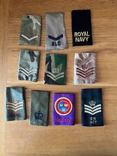 Various Military Rank Slides x 10 - NULS CCF * RLC * RAMC * ACF * USED (1*)