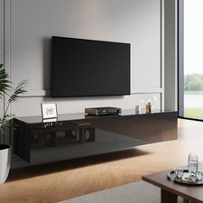 Black High Gloss Wall Floating TV Stand Unit Cabinet Storage Door 140/160/180cm