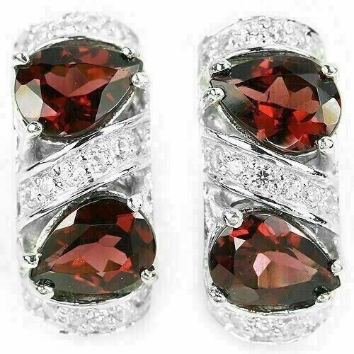 Silver earrings garnet - silver, natural