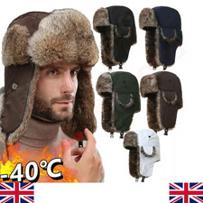 Mens Winter Trapper Aviator Trooper Earflap Warm Russian Waterproof Ski Hat