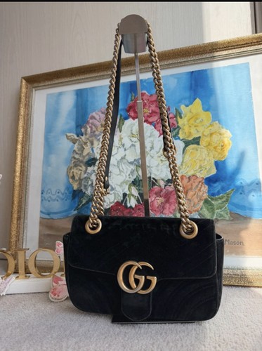 Gucci marmont black velvet - gucci,
