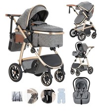 Baby Pram 3 in 1 with Car Seat, Travel Stroller 
