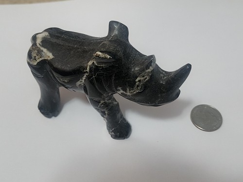 Black granite rhino art piece - art,