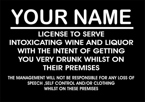 Funny personalised bar sign - funny,